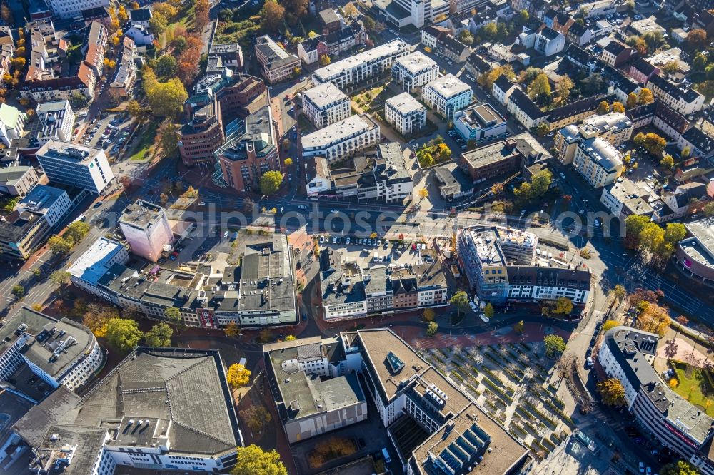 Hamm from the bird's eye view: Construction site from the construction of a senior and age-appropriate residential complex Kleist-Residenz Neue Bahnhofstrasse in Hamm at Ruhrgebiet in the state North Rhine-Westphalia, Germany