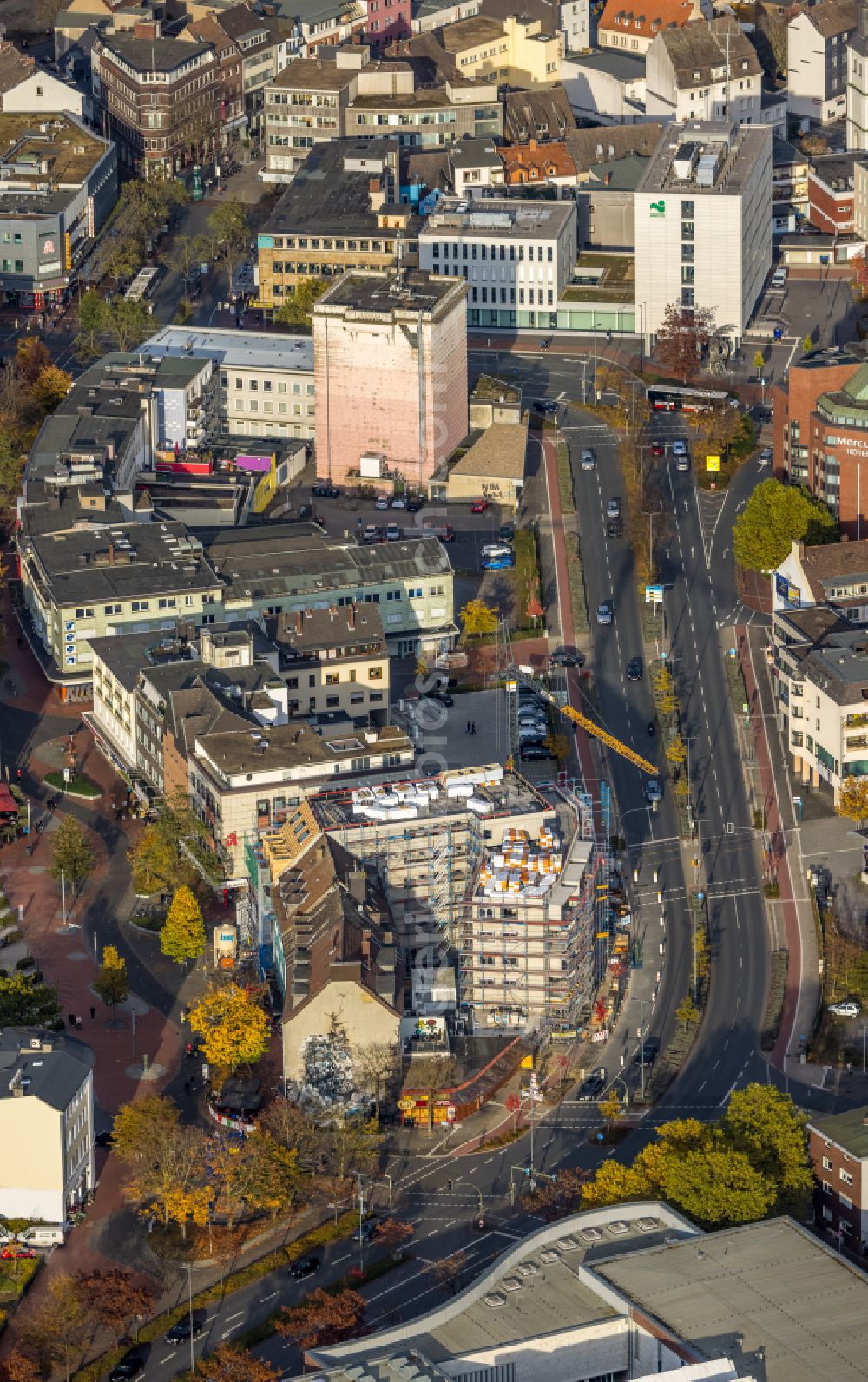 Aerial image Hamm - Construction site from the construction of a senior and age-appropriate residential complex Kleist-Residenz Neue Bahnhofstrasse in Hamm at Ruhrgebiet in the state North Rhine-Westphalia, Germany