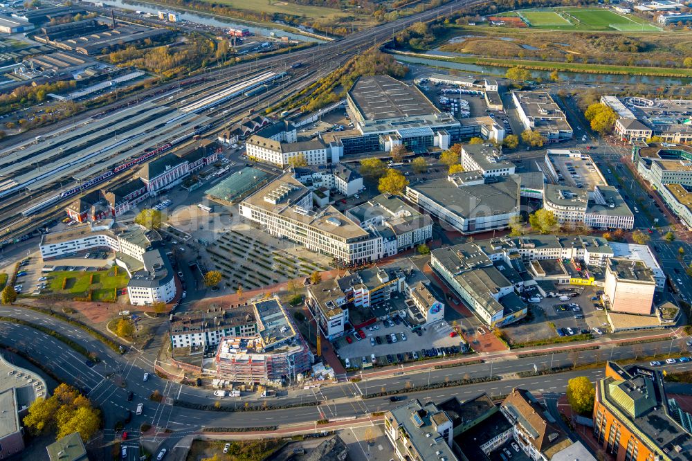 Hamm from above - Construction site from the construction of a senior and age-appropriate residential complex Kleist-Residenz Neue Bahnhofstrasse in Hamm at Ruhrgebiet in the state North Rhine-Westphalia, Germany