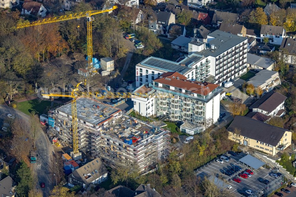 Aerial photograph Herdecke - Construction site from the construction of a senior and age-appropriate residential complex on Goethestrasse in the district Westende in Herdecke in the state North Rhine-Westphalia, Germany