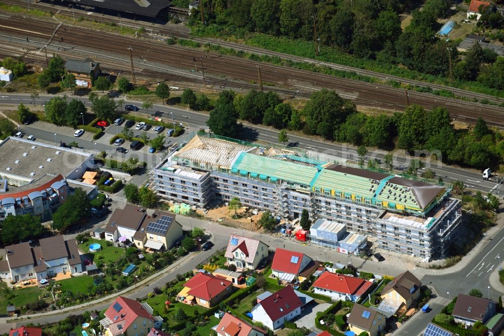 Leipzig from above - Construction site from the construction of a senior and age-appropriate residential complex on Birkenring - Suedtangente - Mittelring in the district Grosswiederitzsch in Leipzig in the state Saxony, Germany