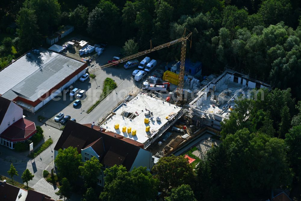 Aerial photograph Werneuchen - Construction site from the construction of a senior and age-appropriate residential complex on street Breite Strasse in Werneuchen in the state Brandenburg, Germany