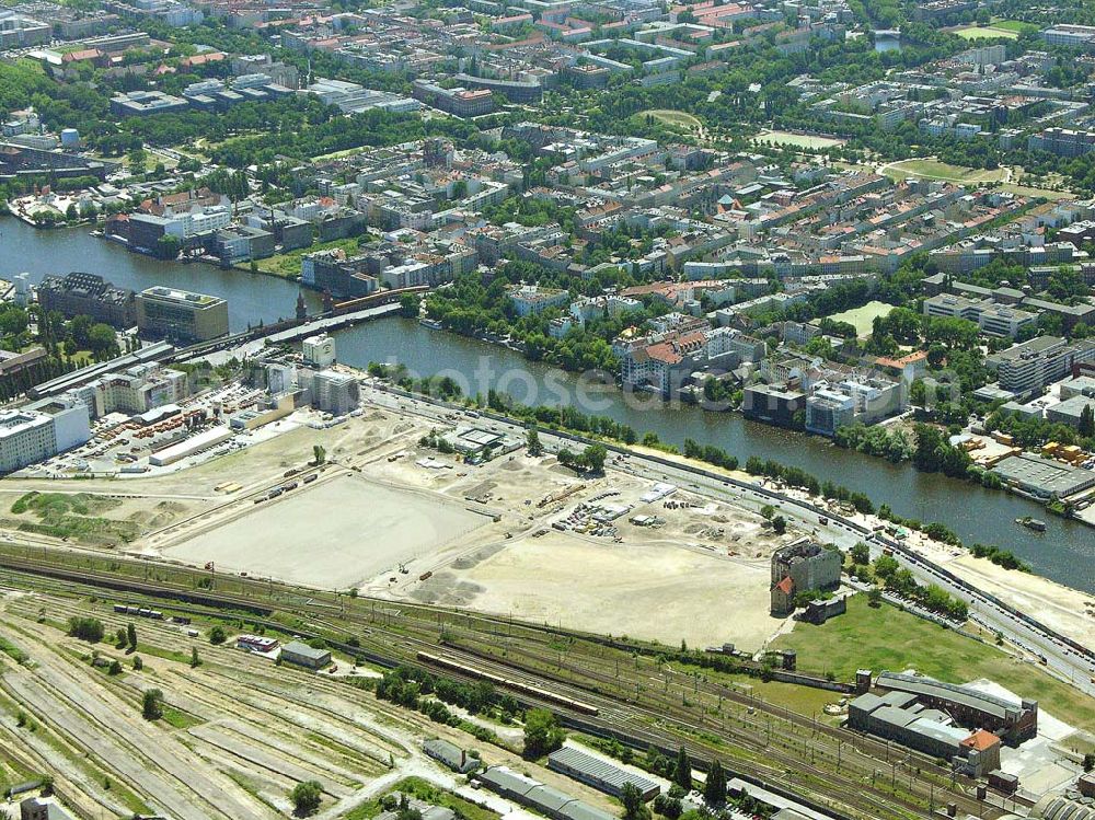 Berlin - Friedrichshain from above - Baustelle der Anschütz Arena in Berlin-Friedrichshain