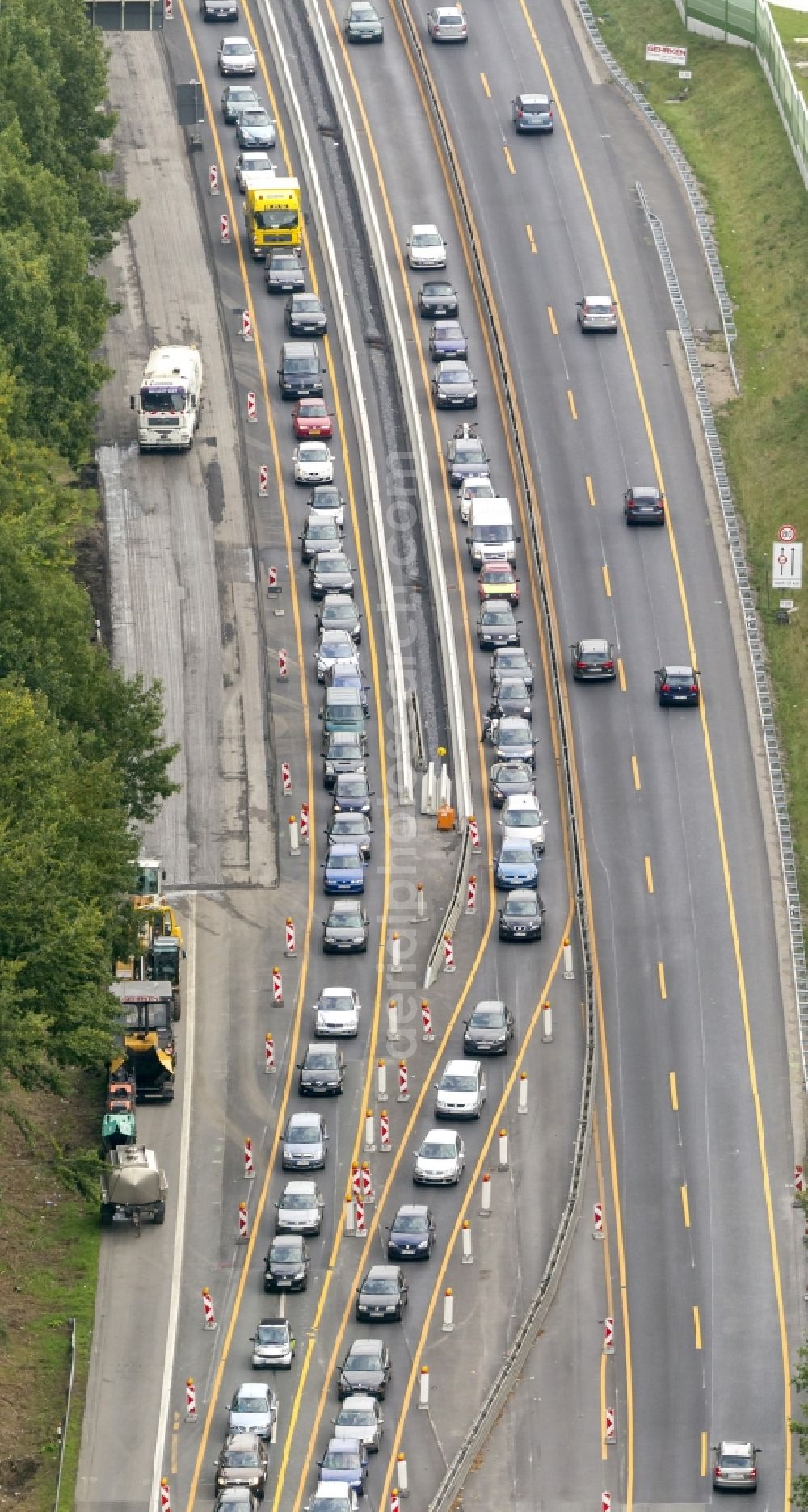 Aerial image Dortmund - Construction site on the motorway A40 junction Luetgendortmund in Dortmund in the Ruhr area in North Rhine-Westphalia