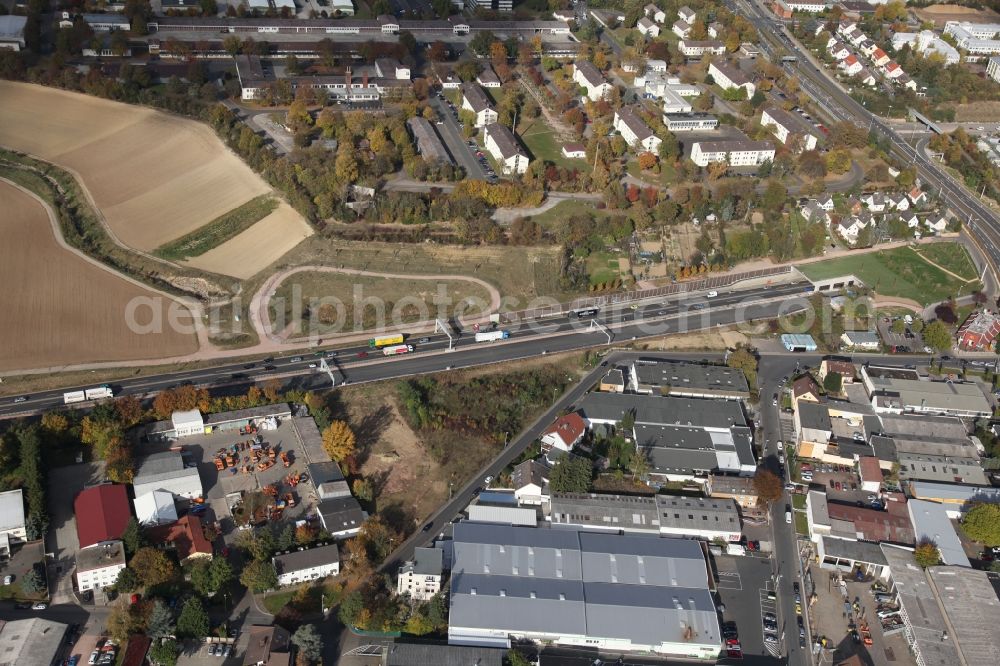 Mainz from the bird's eye view: The construction site for the new building of the motorway tunnel of the A60 motorway in the Hechtheim district in Mainz in Rhineland-Palatinate