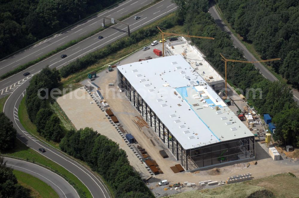 Unna from the bird's eye view: Blick auf eine Baustelle an der Autobahn 44 am Kreuz Unna-Ost. Kontakt: Kreisstadt Unna, Rathausplatz 1, 59423 Unna, Tel. +49(0)2303 103 0, Fax +49(0)2303 103 273, Email: info@stadt-unna.de