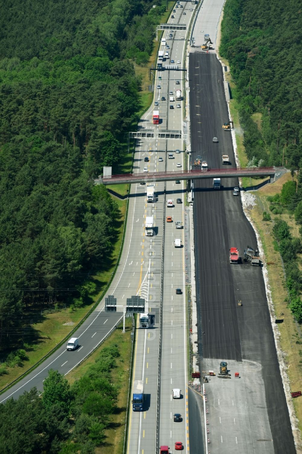 Aerial image Lehnin - New construction site of the autobahn course of the BAB A2 in Lehnin in the state Brandenburg, Germany