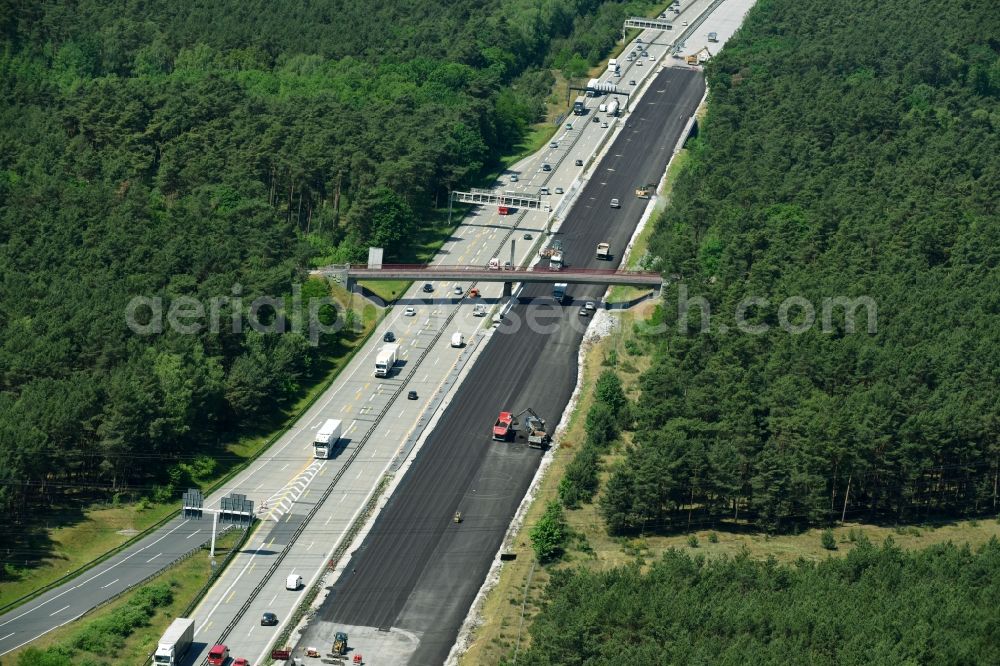 Aerial photograph Lehnin - New construction site of the autobahn course of the BAB A2 in Lehnin in the state Brandenburg, Germany