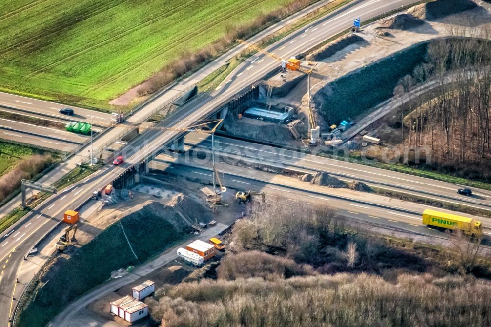 Aerial image Ringsheim - Construction site of routing and traffic lanes during the highway exit and access the motorway A 5 in Ringsheim in the state Baden-Wurttemberg, Germany