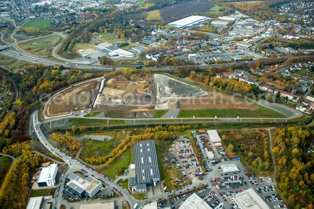 Bochum from above - Construction site at junction Bochum-West between the A40 motorway and the planned A448 in Bochum in North Rhine-Westphalia