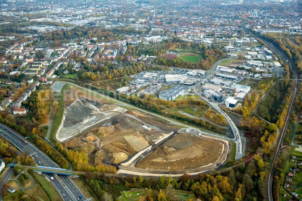 Aerial image Bochum - Construction site at junction Bochum-West between the A40 motorway and the planned A448 in Bochum in North Rhine-Westphalia