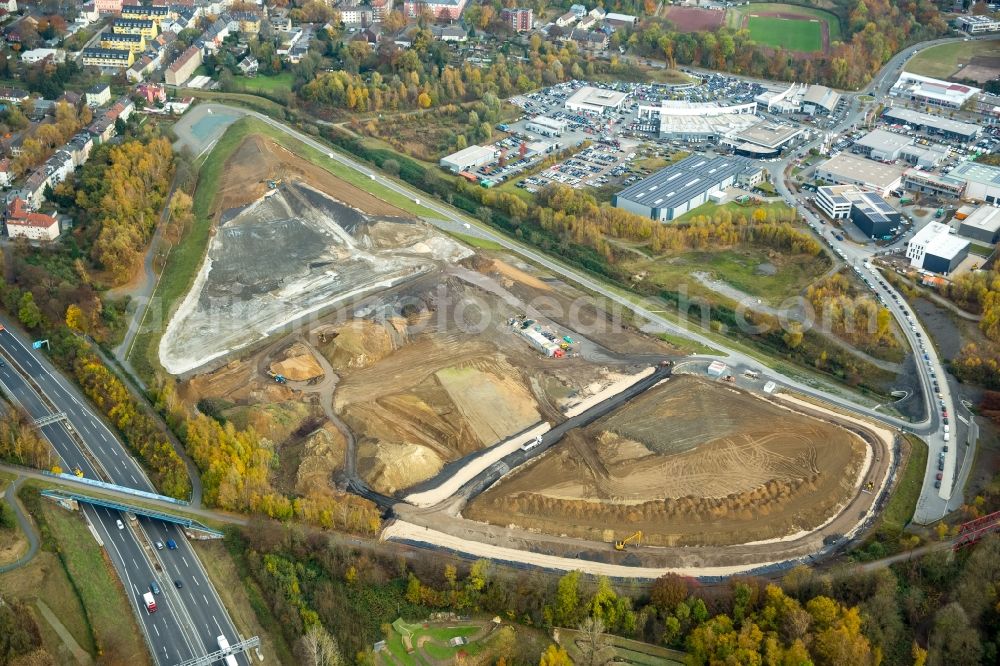 Aerial photograph Bochum - Construction site at junction Bochum-West between the A40 motorway and the planned A448 in Bochum in North Rhine-Westphalia