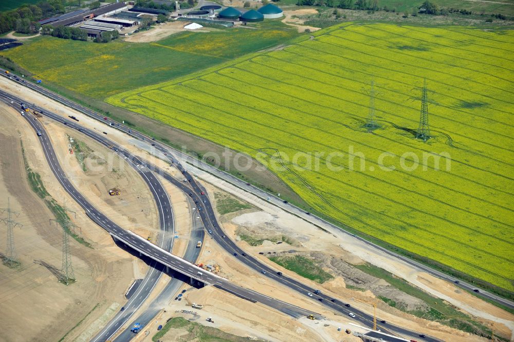 Aerial image Schwanebeck - View of the construction site at the motorway junction Barnim