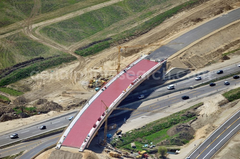 Schwanebeck from the bird's eye view: View of the construction site at the motorway junction Barnim