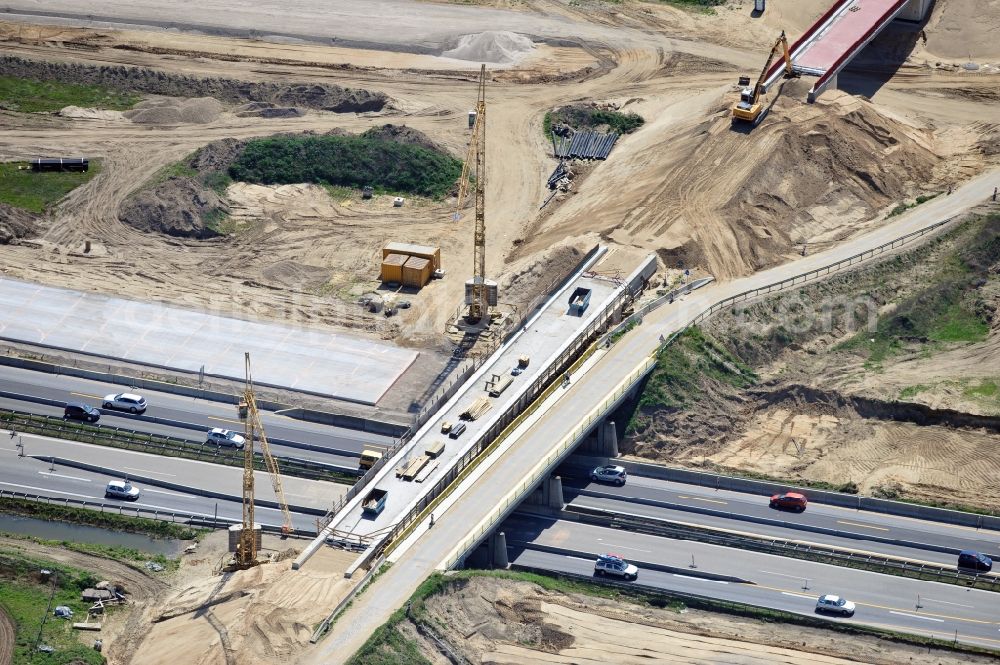 Aerial image Schwanebeck - View of the construction site at the motorway junction Barnim