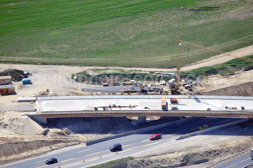 Schwanebeck from the bird's eye view: View of the construction site at the motorway junction Barnim