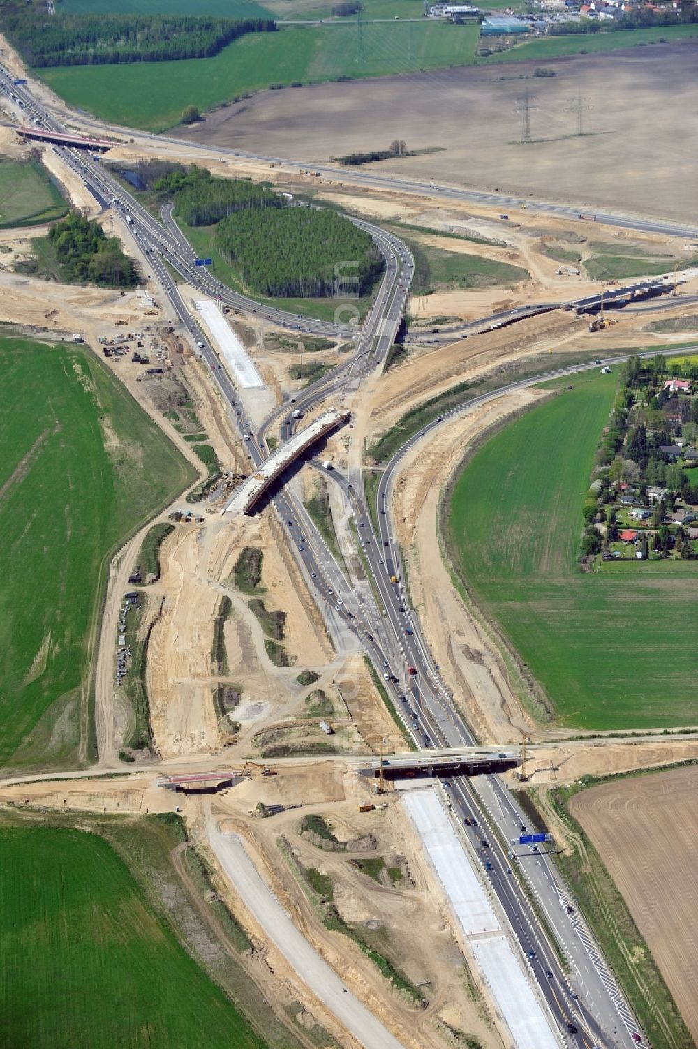 Aerial image Schwanebeck - View of the construction site at the motorway junction Barnim