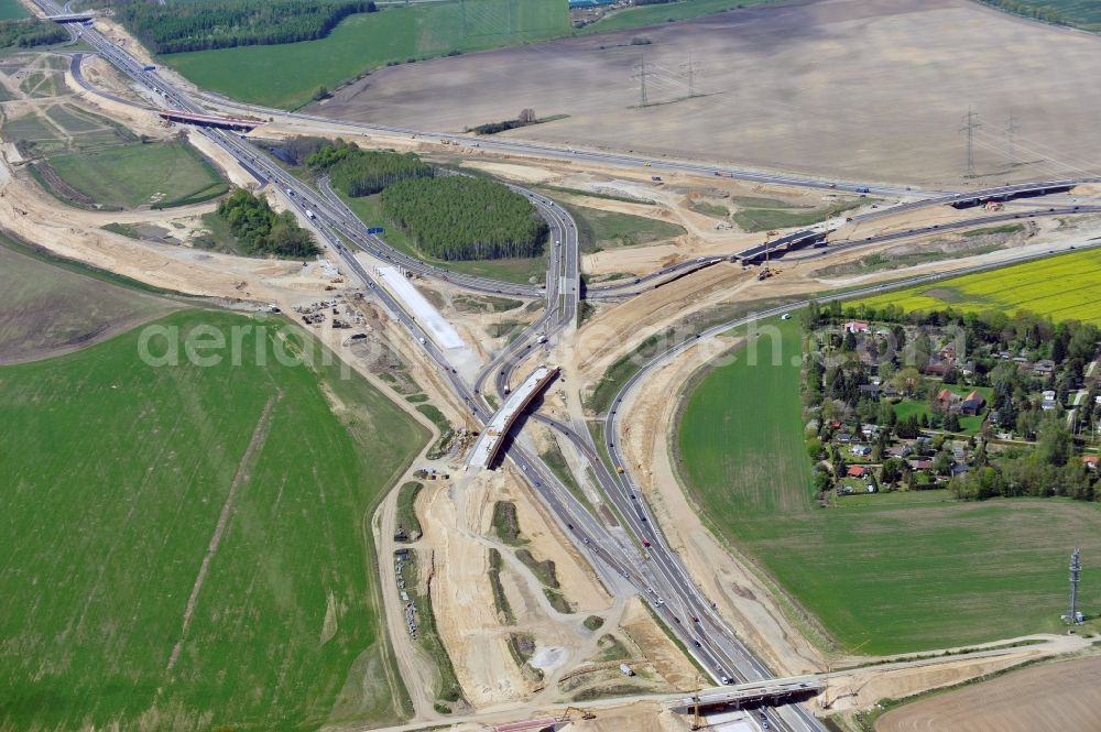 Aerial photograph Schwanebeck - View of the construction site at the motorway junction Barnim