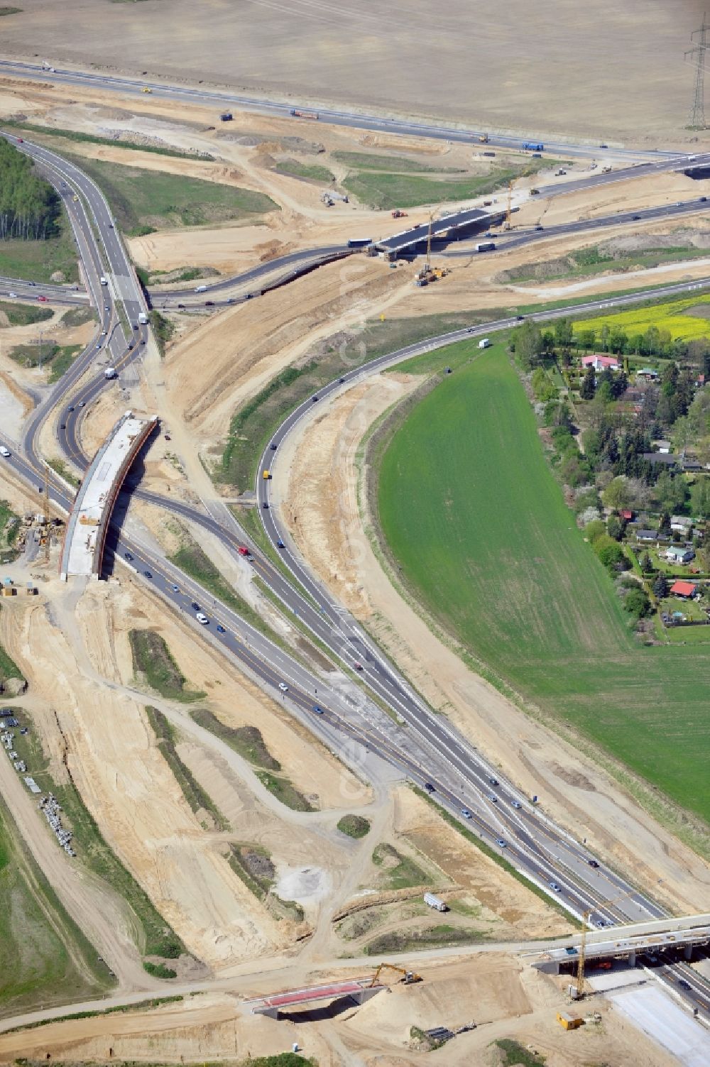 Schwanebeck from above - View of the construction site at the motorway junction Barnim