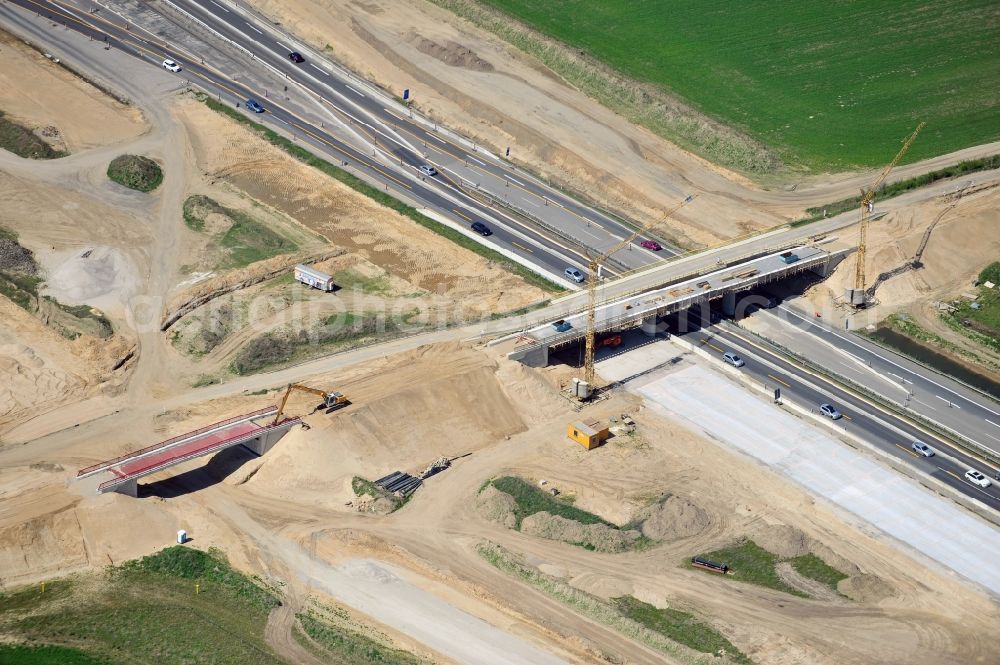 Schwanebeck from the bird's eye view: View of the construction site at the motorway junction Barnim