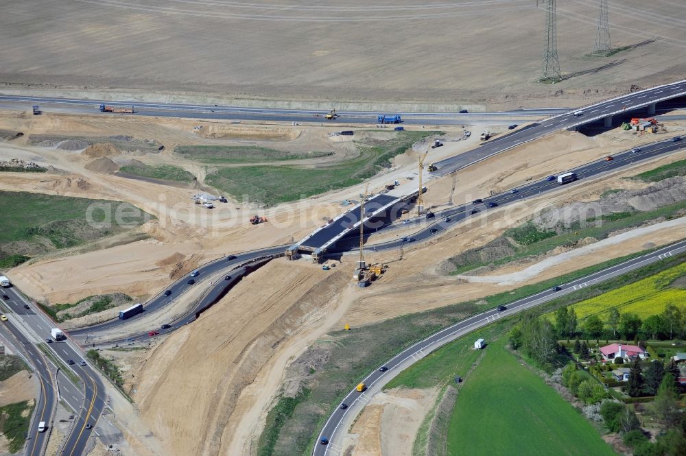 Aerial photograph Schwanebeck - View of the construction site at the motorway junction Barnim