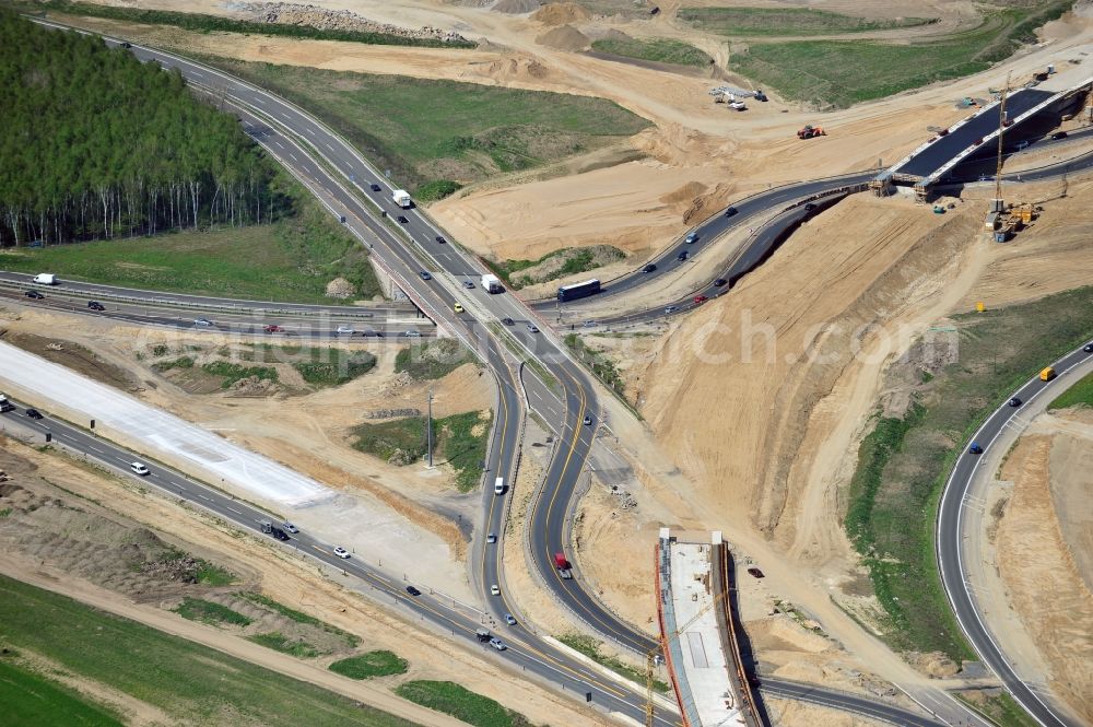 Schwanebeck from above - View of the construction site at the motorway junction Barnim