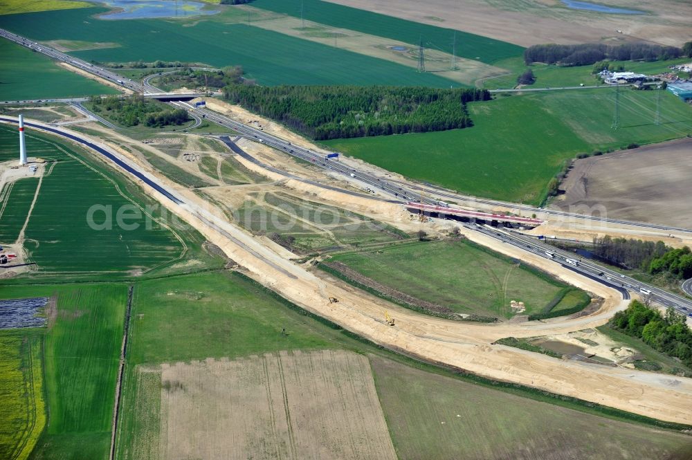 Aerial image Schwanebeck - View of the construction site at the motorway junction Barnim