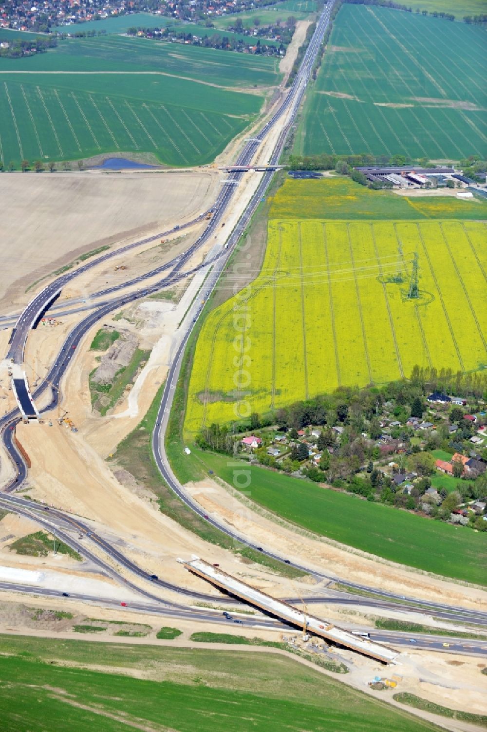 Aerial photograph Schwanebeck - View of the construction site at the motorway junction Barnim