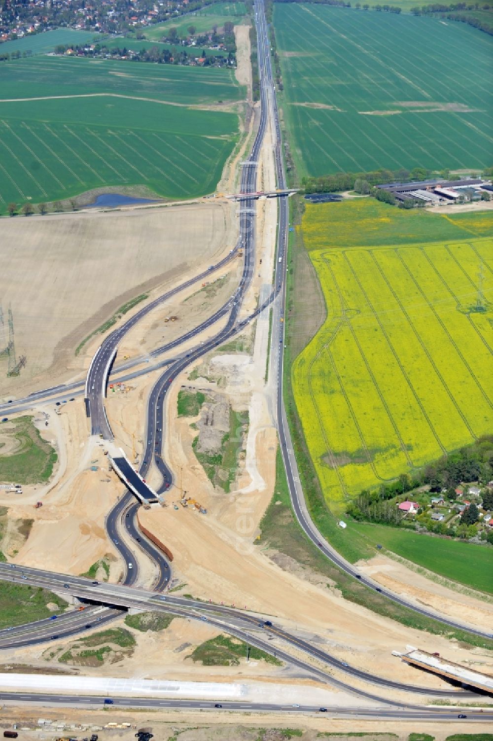 Schwanebeck from above - View of the construction site at the motorway junction Barnim