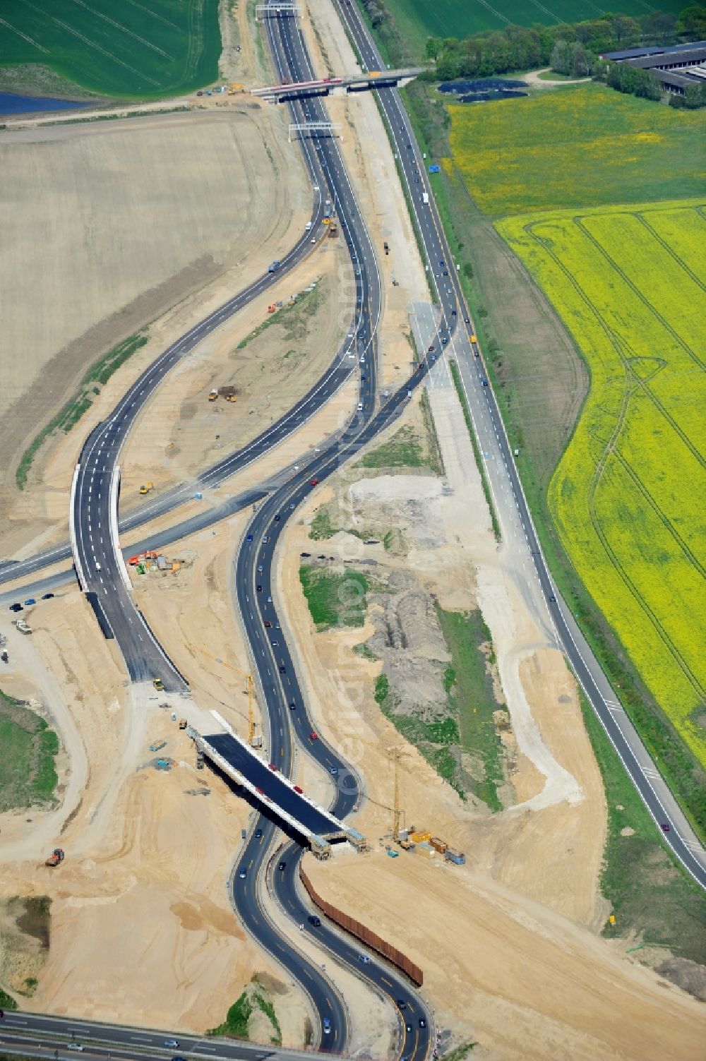 Schwanebeck from the bird's eye view: View of the construction site at the motorway junction Barnim