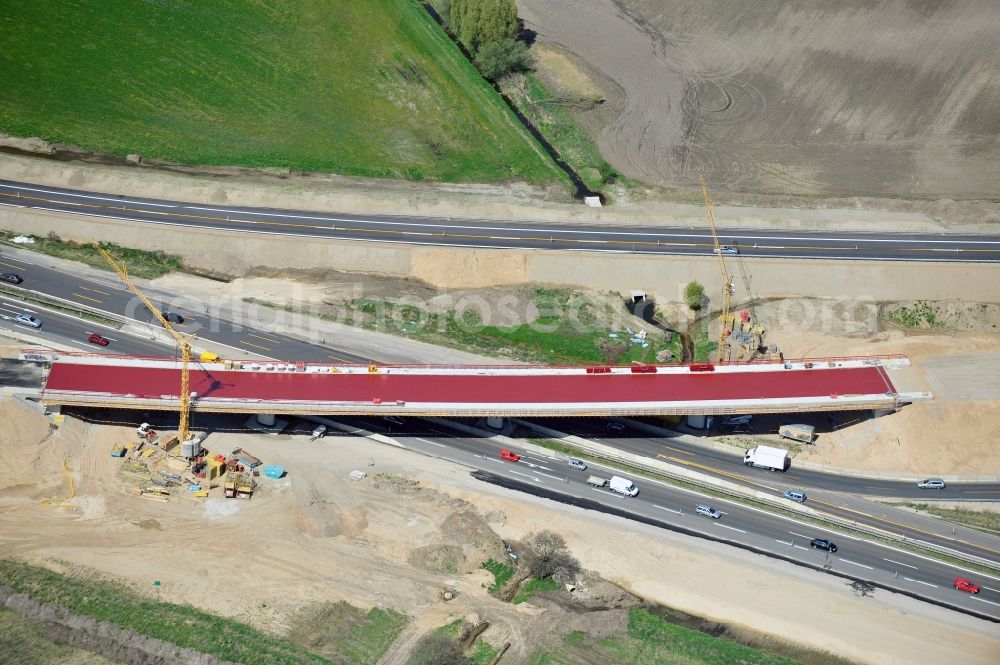 Aerial image Schwanebeck - View of the construction site at the motorway junction Barnim