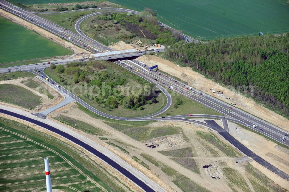 Aerial photograph Schwanebeck - View of the construction site at the motorway junction Barnim