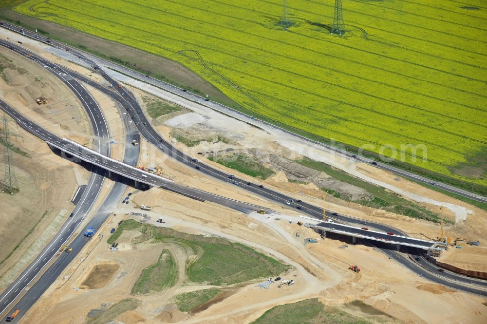 Schwanebeck from above - View of the construction site at the motorway junction Barnim