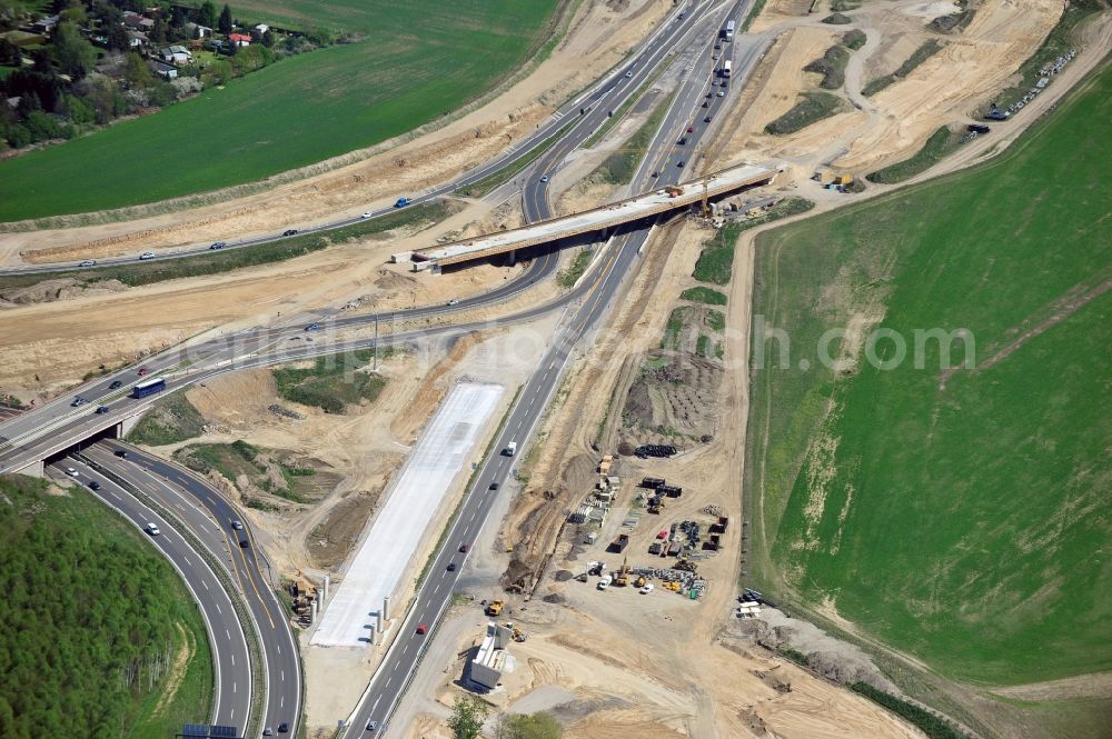 Aerial photograph Schwanebeck - View of the construction site at the motorway junction Barnim