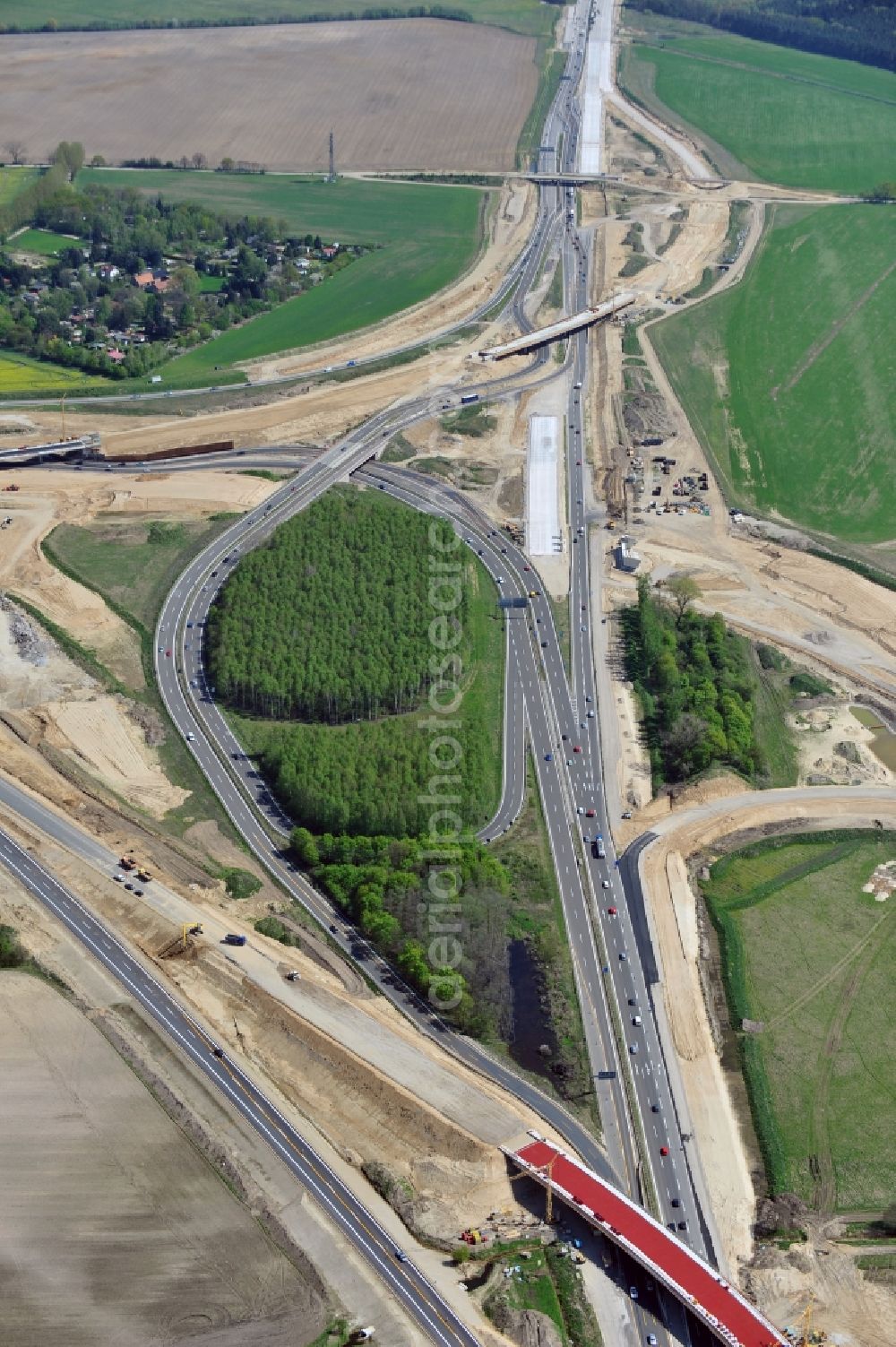 Schwanebeck from the bird's eye view: View of the construction site at the motorway junction Barnim