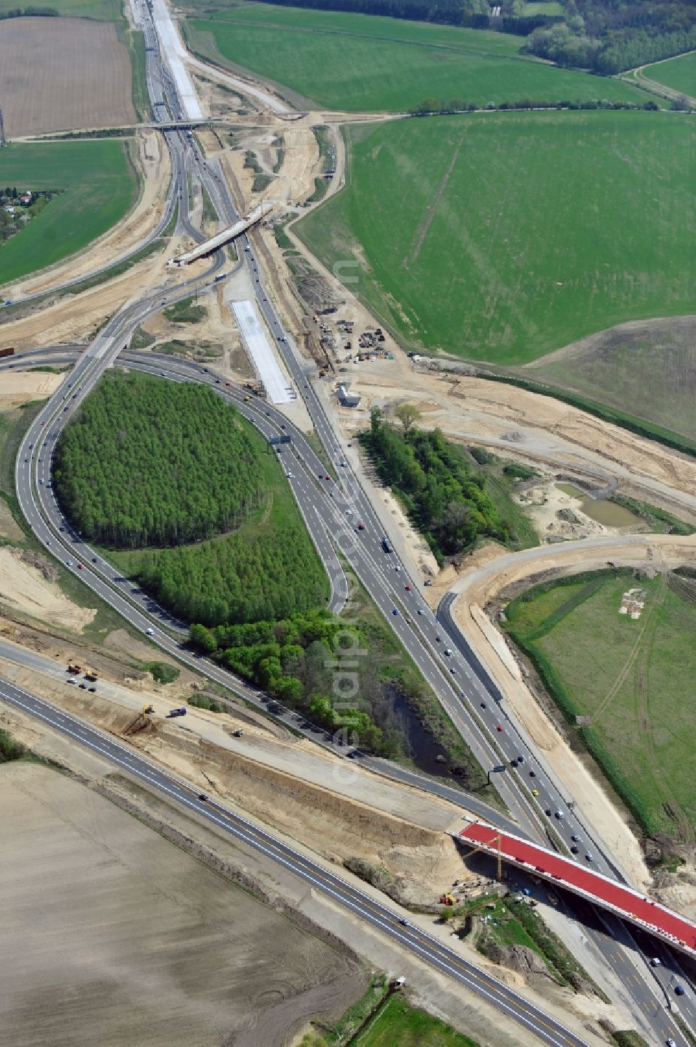 Aerial image Schwanebeck - View of the construction site at the motorway junction Barnim