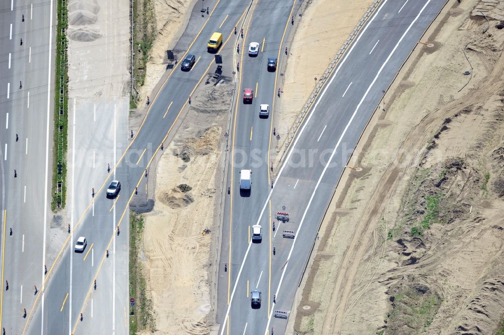 Aerial photograph Schwanebeck - View of the construction site at the motorway junction Barnim