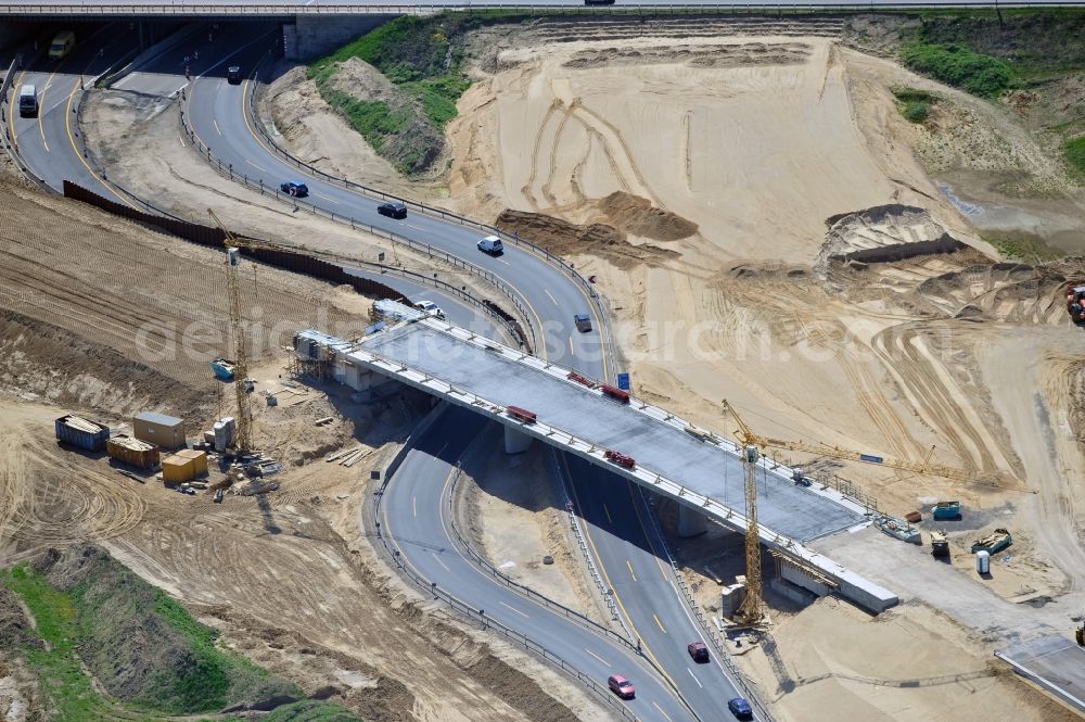 Schwanebeck from the bird's eye view: View of the construction site at the motorway junction Barnim