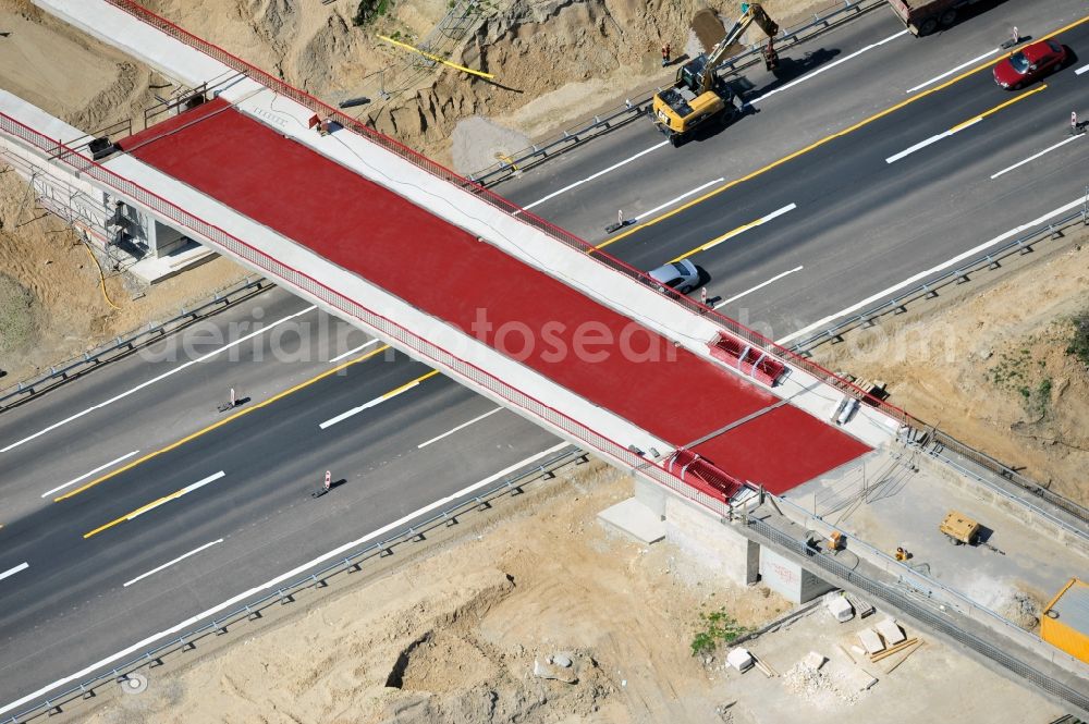 Aerial photograph Schwanebeck - View of the construction site at the motorway junction Barnim