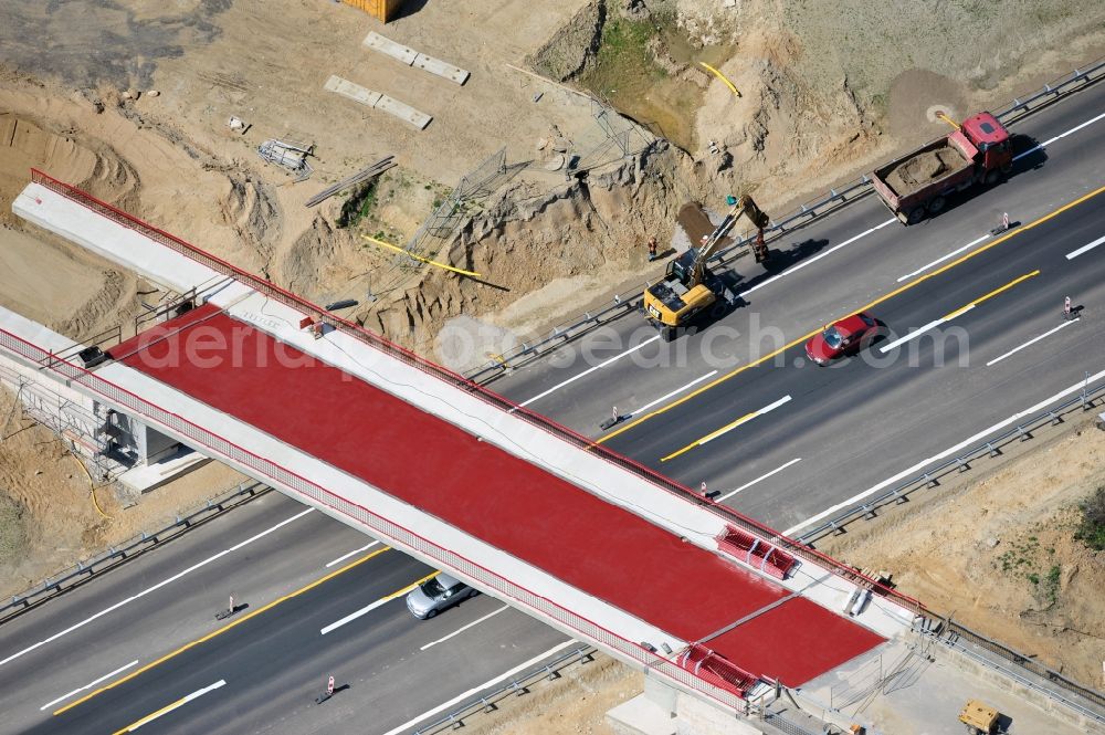 Schwanebeck from above - View of the construction site at the motorway junction Barnim