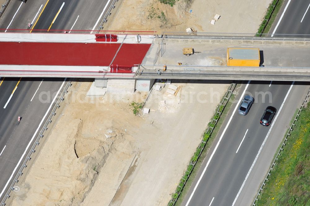 Schwanebeck from the bird's eye view: View of the construction site at the motorway junction Barnim