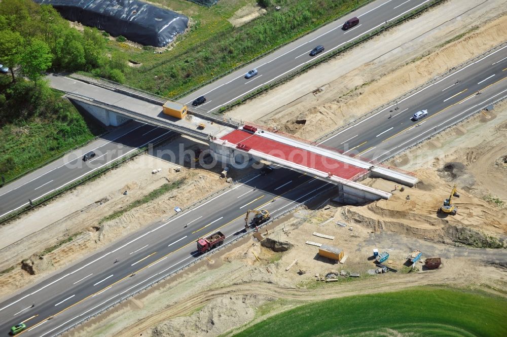 Aerial image Schwanebeck - View of the construction site at the motorway junction Barnim