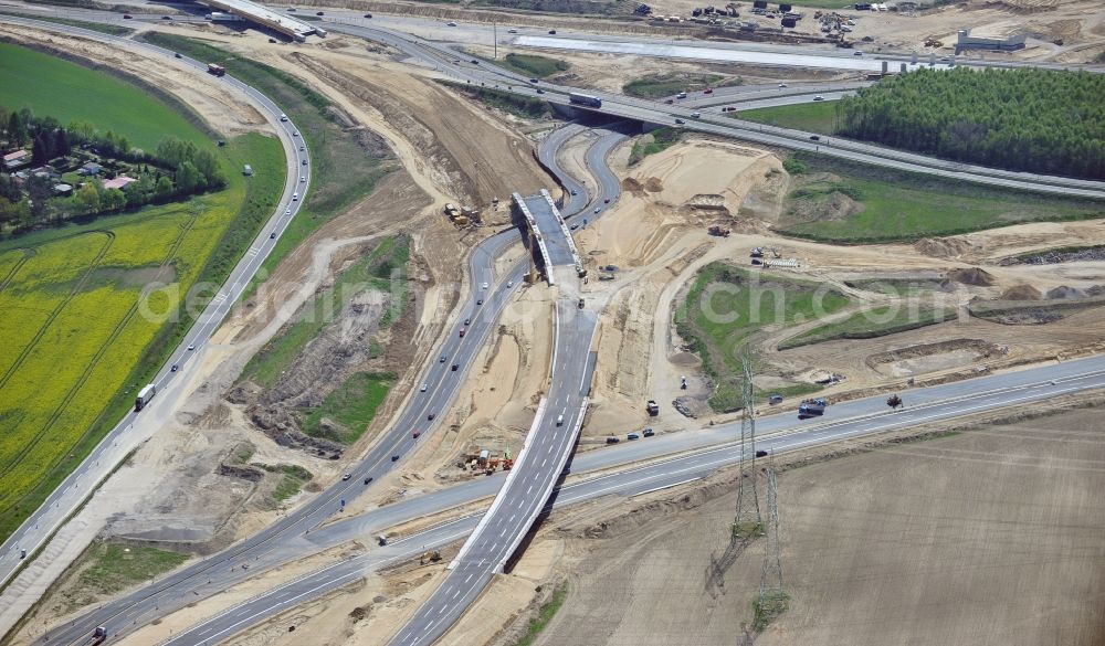 Aerial photograph Schwanebeck - View of the construction site at the motorway junction Barnim