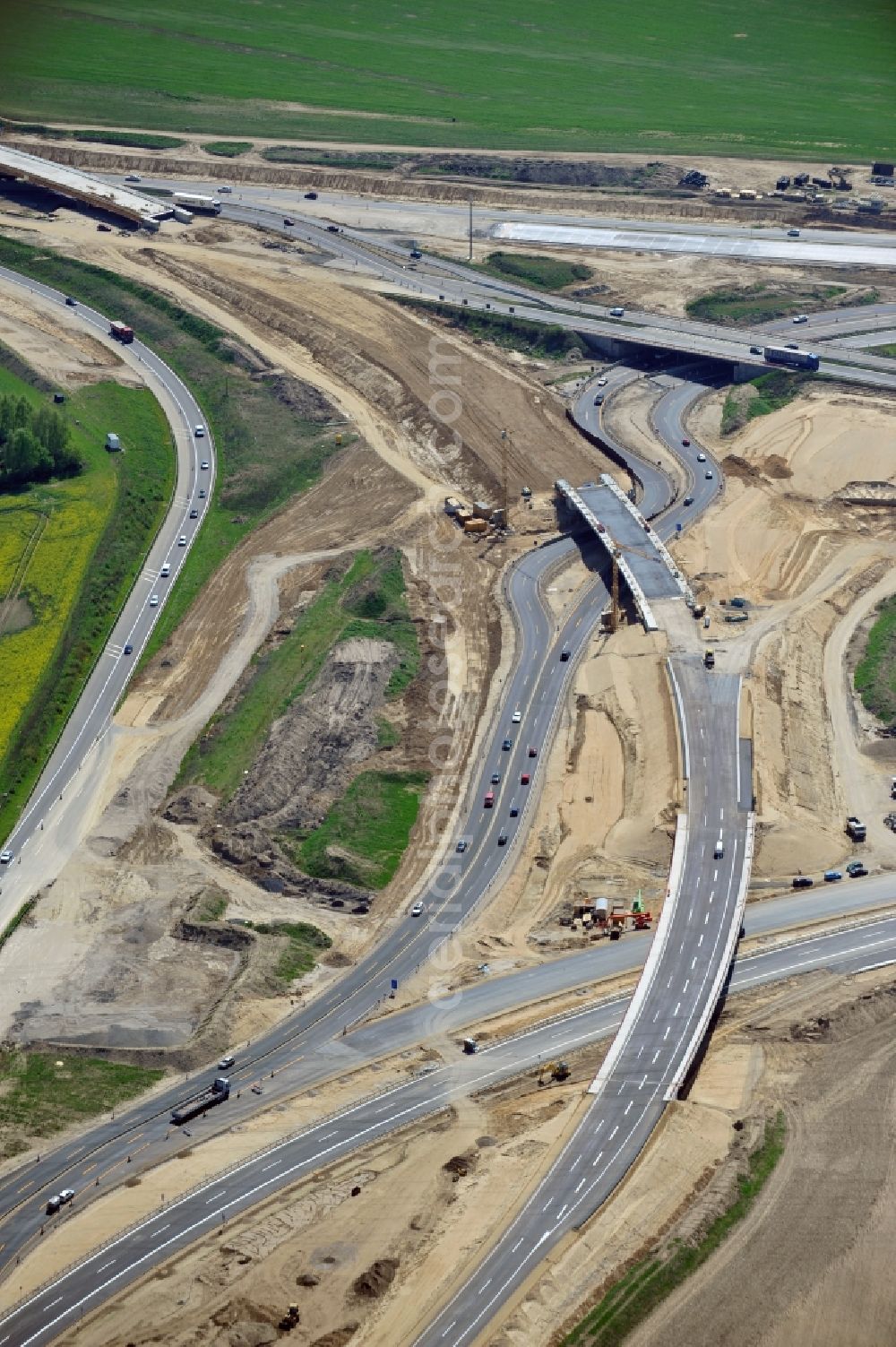 Schwanebeck from above - View of the construction site at the motorway junction Barnim