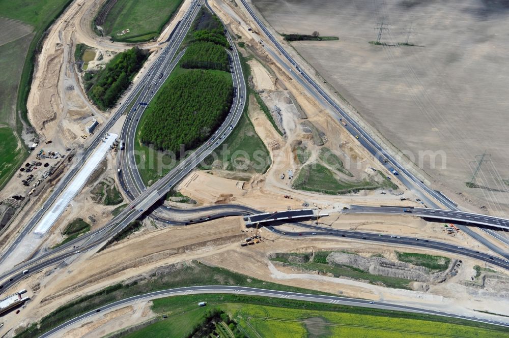 Schwanebeck from the bird's eye view: View of the construction site at the motorway junction Barnim