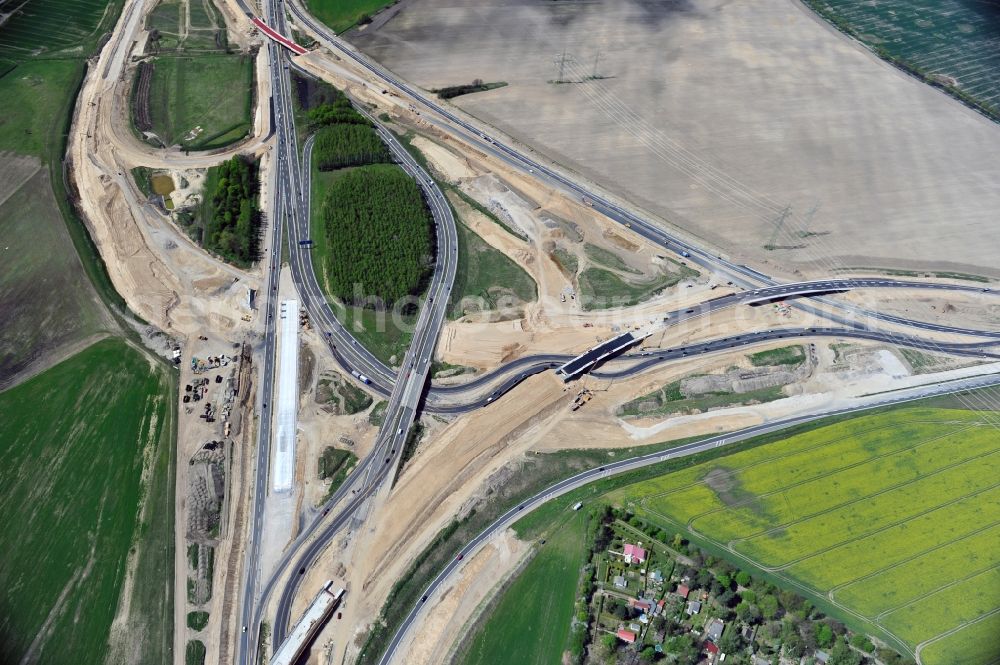 Aerial image Schwanebeck - View of the construction site at the motorway junction Barnim