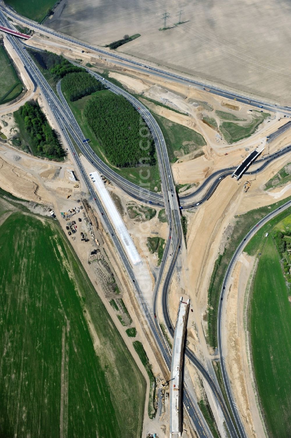 Aerial photograph Schwanebeck - View of the construction site at the motorway junction Barnim