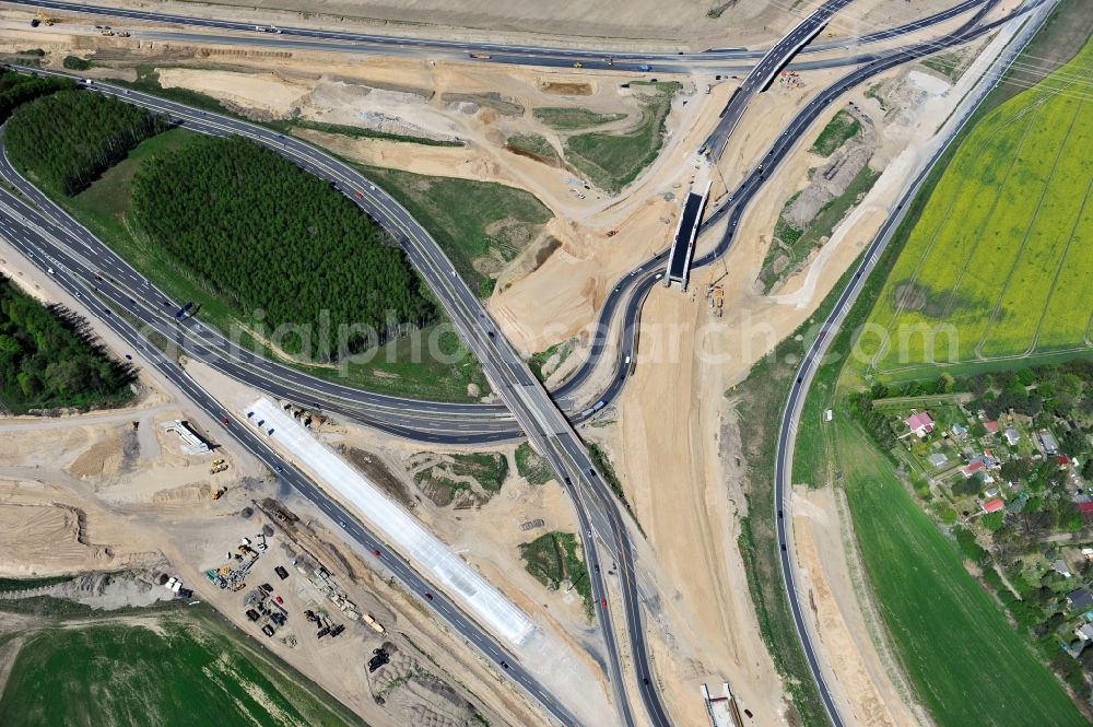 Schwanebeck from above - View of the construction site at the motorway junction Barnim