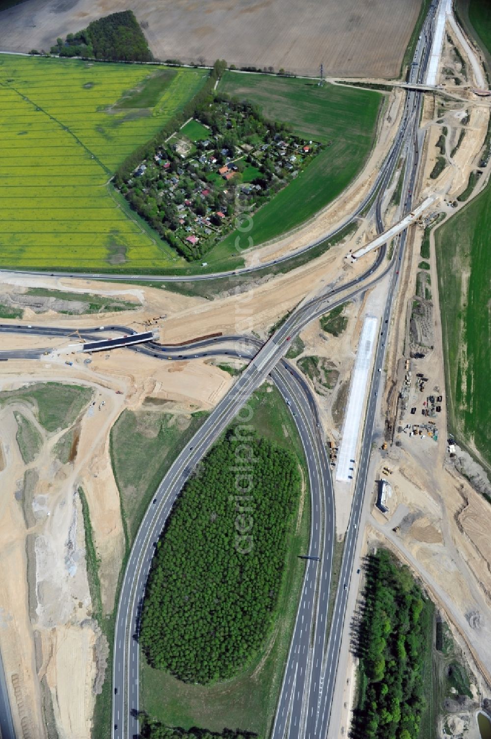 Aerial photograph Schwanebeck - View of the construction site at the motorway junction Barnim