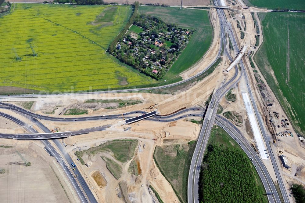 Schwanebeck from above - View of the construction site at the motorway junction Barnim